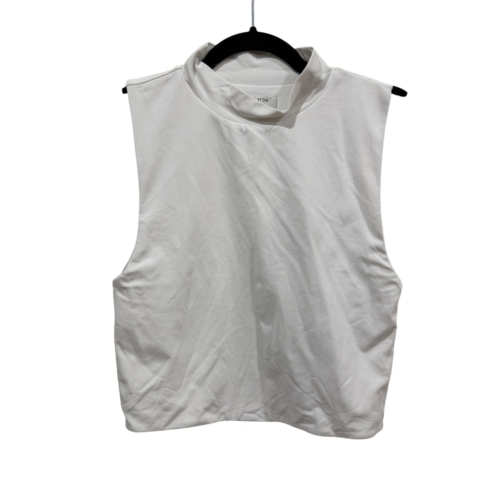 Babaton Contour Mock Neck Sleeveless Crop Top White Large 83839